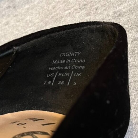 Mix No. 6 Black Velvet Heels w/ Gold Stars.  Never Worn.  Size 7.5 US | 38 EU - Picture 12 of 12